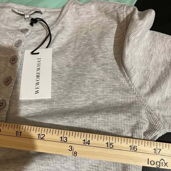 WeWoreWhat Gray Henley Bodysuit LARGE ,NWT material is so soft and it’s ribbed - Picture 2 of 10